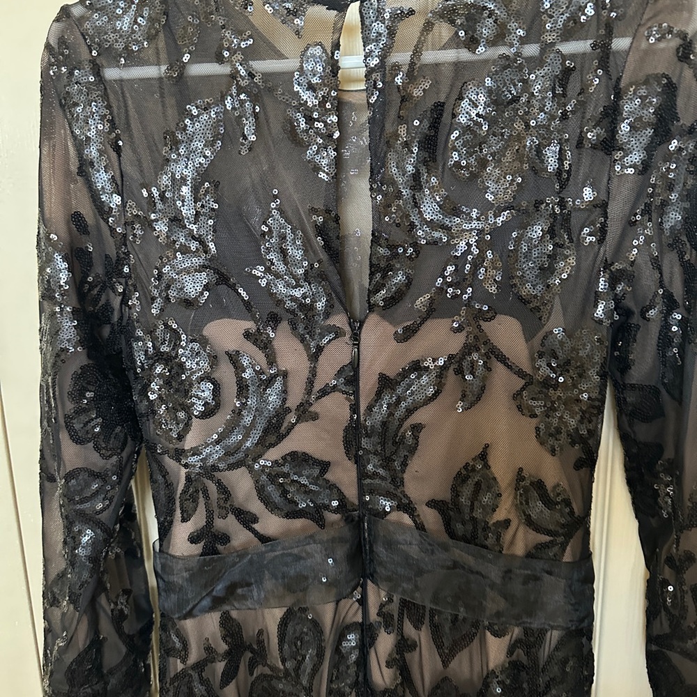 Dress the Population Elegant Ava sequin floral Black Gown size medium M - Picture 15 of 17